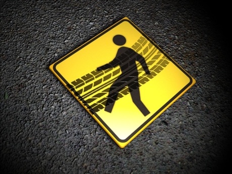 pedestrian-accident-II-road-sign-tire-tracks